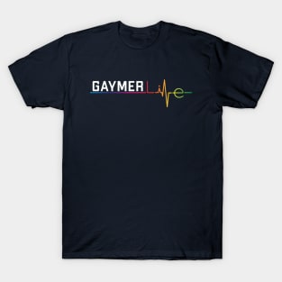 Gaymer life Gaymer Girl / Boy Gamer Gayming Gay Pride Heartbeat T-Shirt
